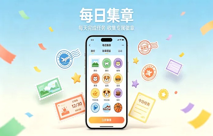 每日集章新项目开启，签到完成任务收集徽章，每天都有新内容