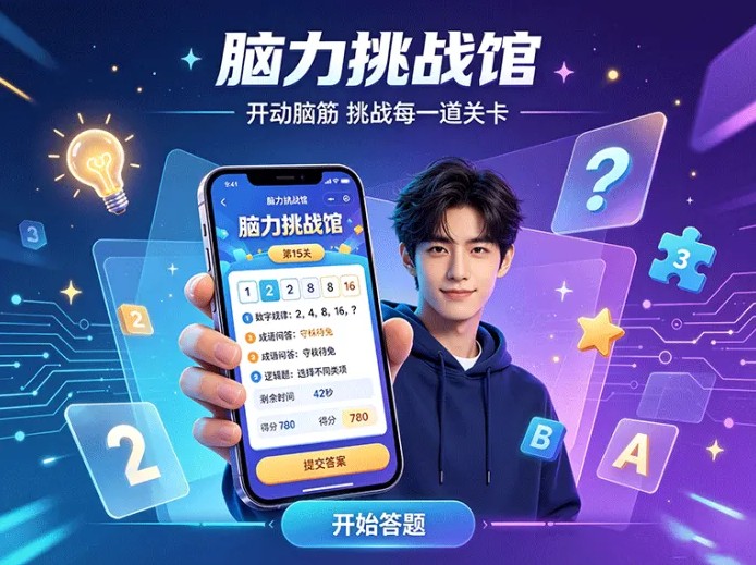 脑力挑战馆新项目上线，每日答题闯关，完成挑战收集积分