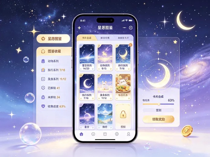 星愿图鉴新项目上线,每日任务收集卡片,完整图鉴解锁新内容