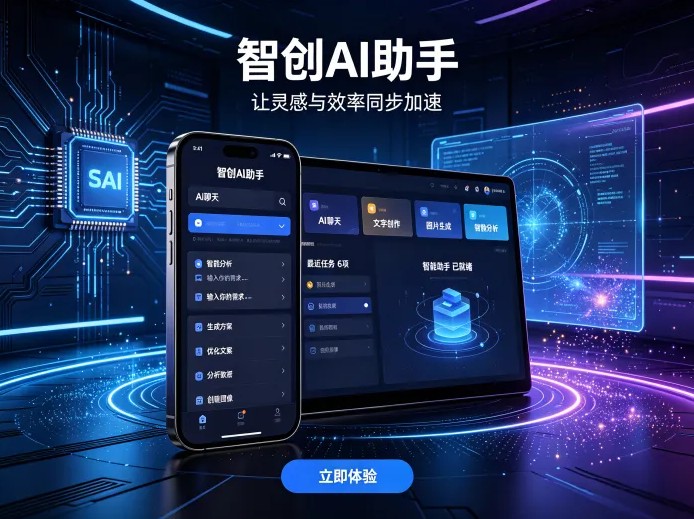 智创AI助手新项目上线，AI工具赋能日常创作，多场景智能应用开启