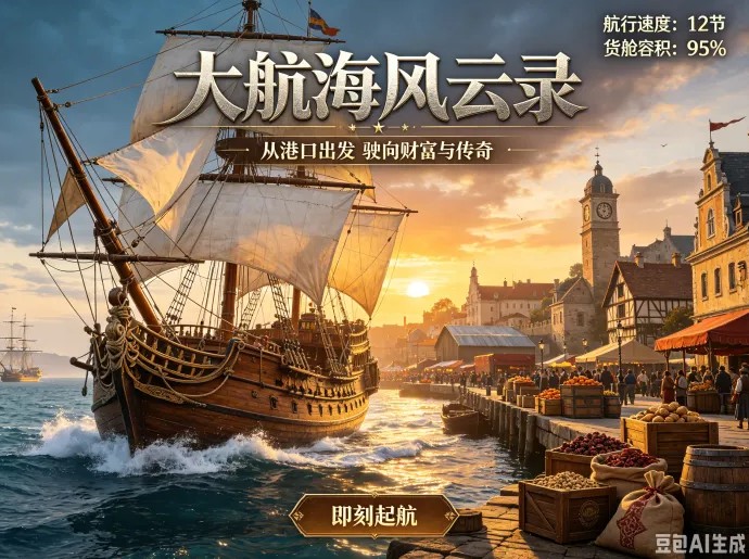 大航海风云录测试震撼上线：自由海域探险与跨洋贸易跑商，登录即赠皇家三桅旗舰