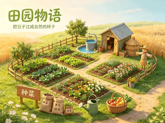 ​田园物语开放农场经营玩法，种植加工接订单，田园积分兑换实用道具