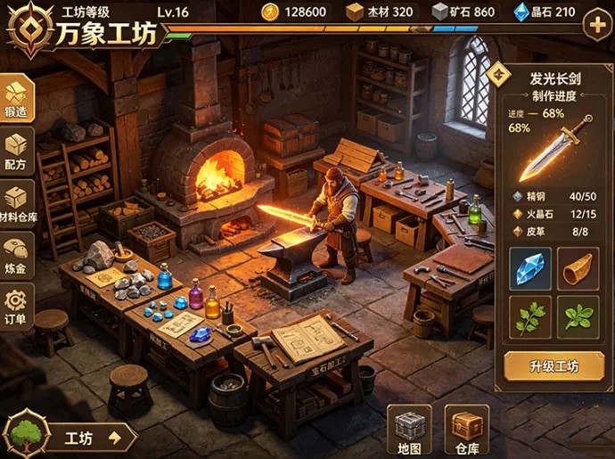 ​万象工坊新玩法上线，收集材料自己打造装备还能经营工坊