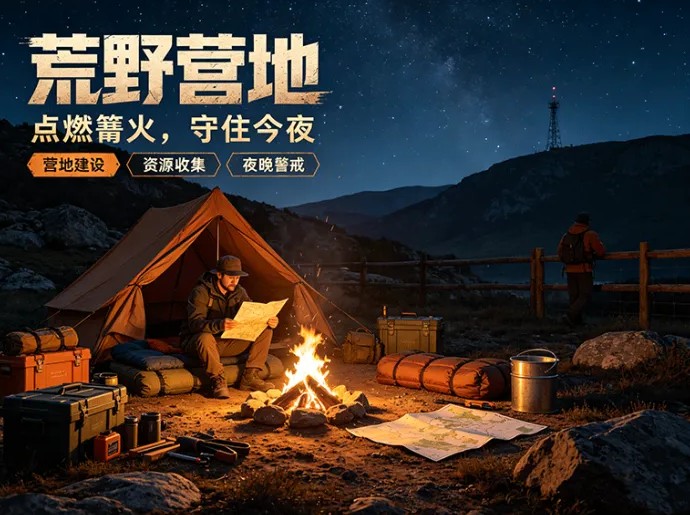 荒野营地开启生存经营玩法，从一座破旧营地慢慢发展成探险基地
