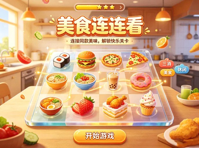 美食连连看开启订单挑战，巧用连消快速完成美食制作