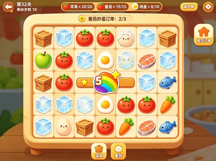 美食连连看开启订单挑战,巧用连消快速完成美食制作