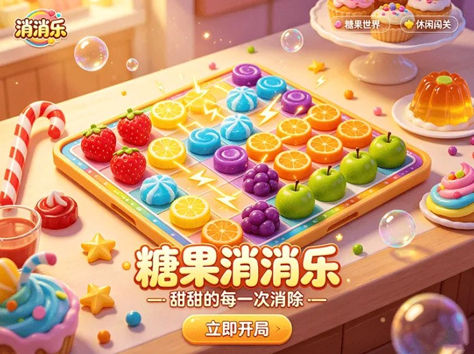 糖果消消乐新玩法来了，特殊方块组合带来大范围消除