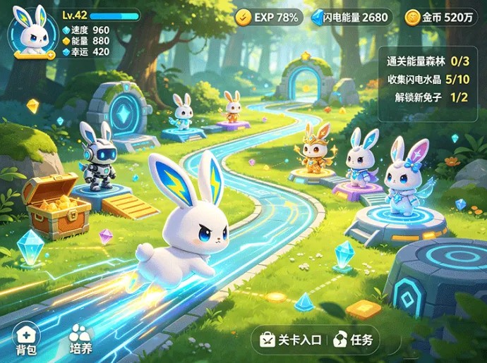 闪电兔轻量休闲新玩法上线,以兔子养成为核心带来轻松体验