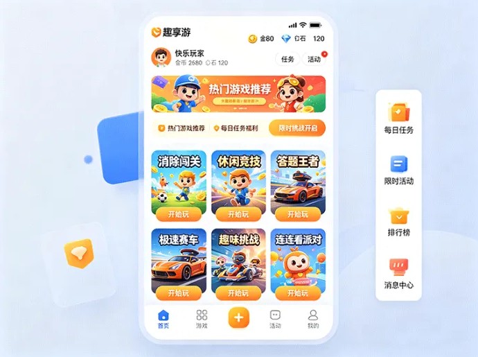 趣享游休闲游戏集合玩法上线,碎片时间也能轻松玩