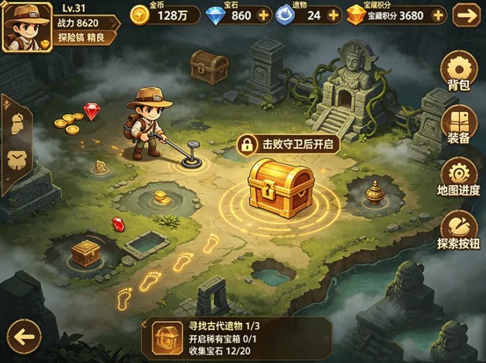 猎宝大亨宝藏探索玩法开启,地图寻宝收集稀有资源