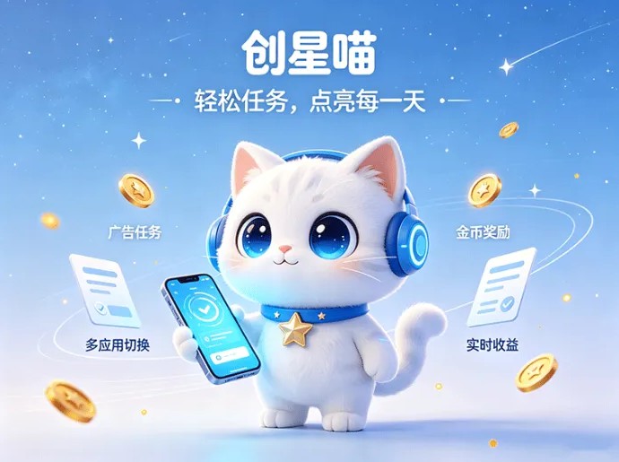 创星喵新增玩法上线,7款APP轮换看广告