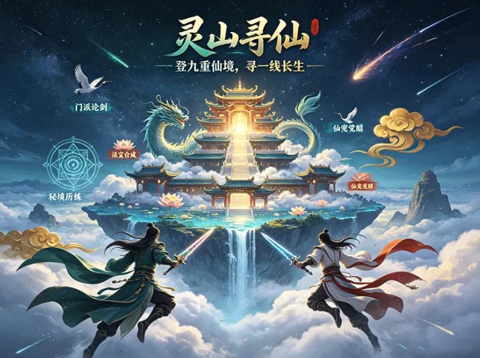 《灵山寻仙》仙侠轻游震撼首码，灵宠驯养零门槛起步，仙草法宝自由互通开启修真新篇