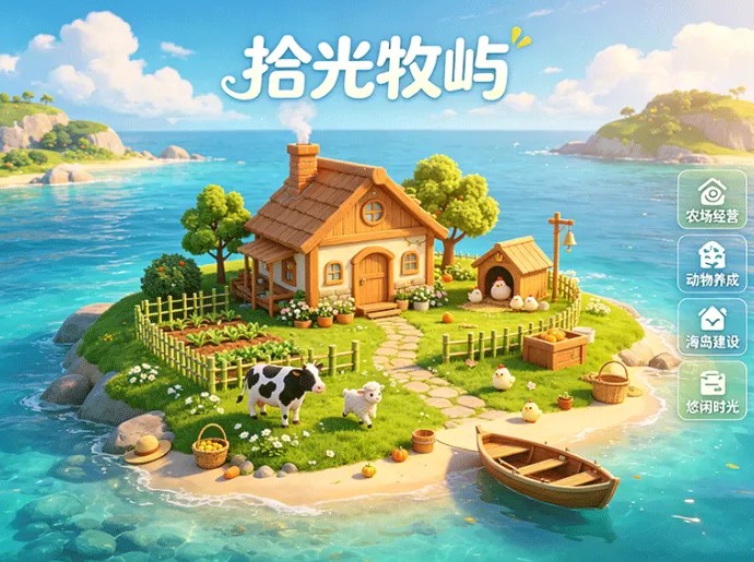 拾光牧屿玩法开启，从收集资源开始一步步建设海岛牧场