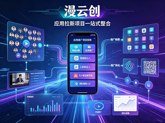 ​漫云创应用拉新上线，几十款项目整合到一起，短视频达人也能做