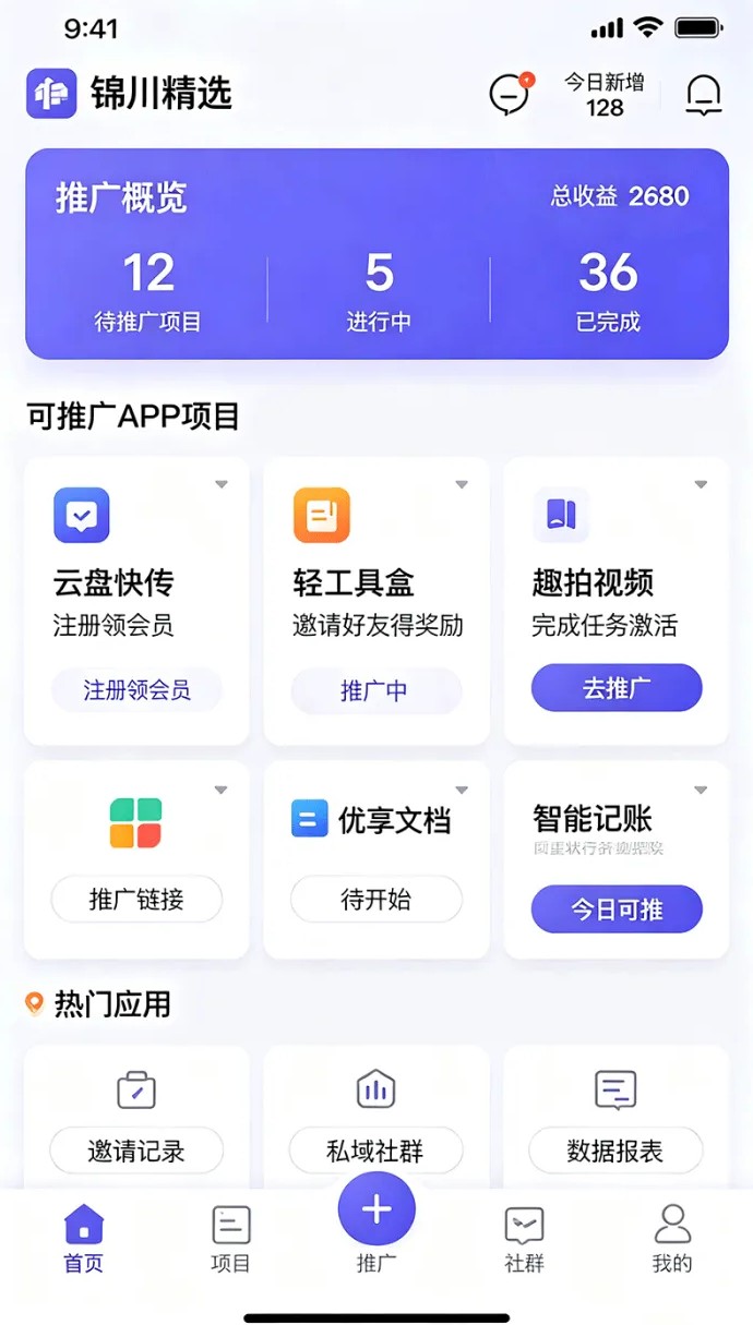 锦川精选主打应用拉新,私域运营多种方向同步展开