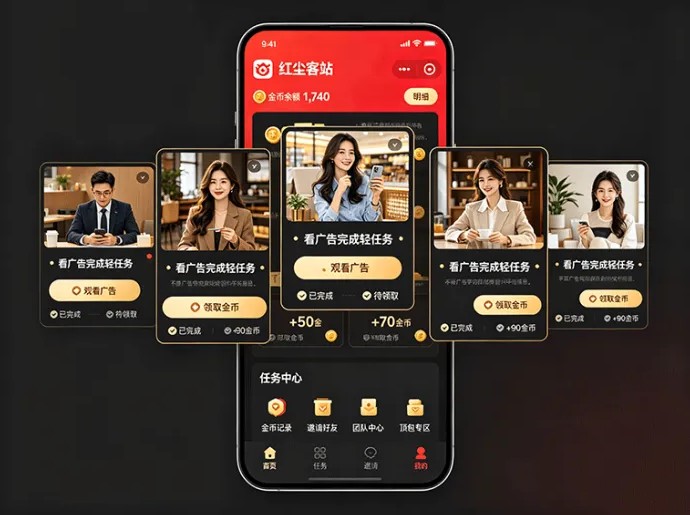 红尘客站首码上线,广告任务新玩法开启,顶包和团队同步开放