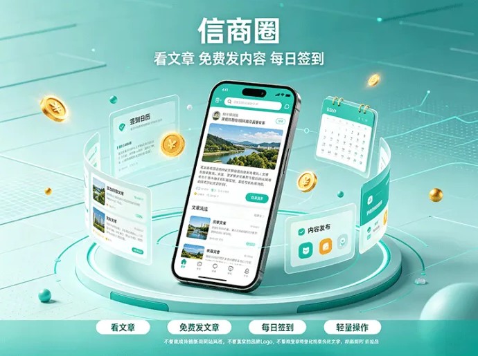 信商圈新玩法上线，看文章还能免费发内容，签到也有奖励