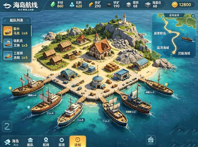 海岛航线怎么玩才能拓展海域?建自己的岛,造船开启海上探索