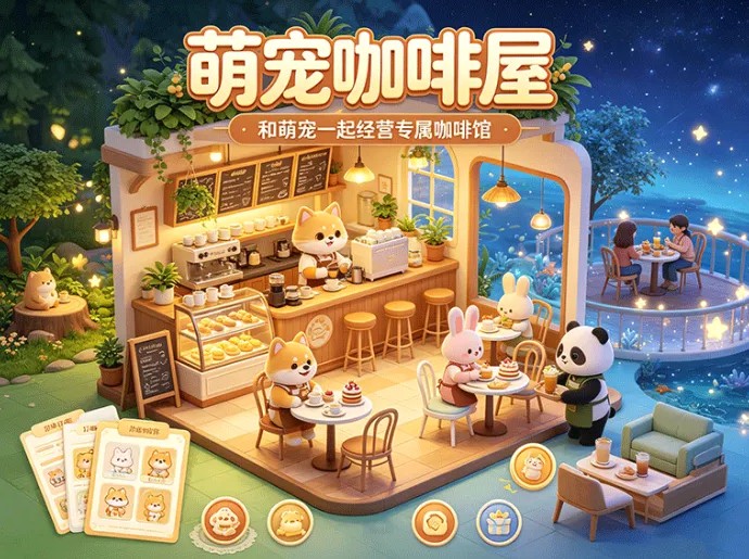 萌宠员工加入咖啡屋,萌宠咖啡屋首码开放,店铺养成玩法上线