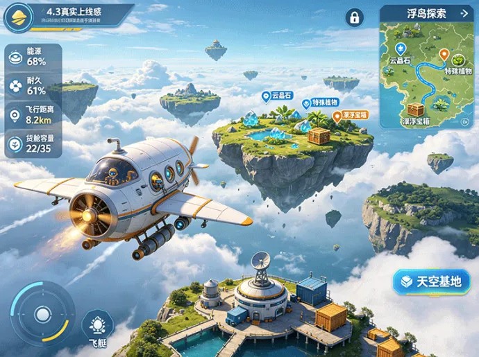浮空群岛等你探索,云端旅人首码开启,资源收集与基地建设同步进行