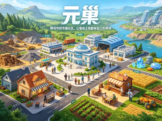 ​一块地能建出什么？元巢开放社区建设，土地、建筑和角色系统可以自由组合