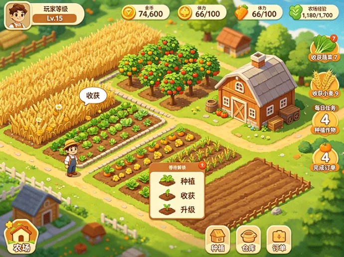 潮汐农场上线,种植经营与农场养成结合,从荒地开始一步步扩建