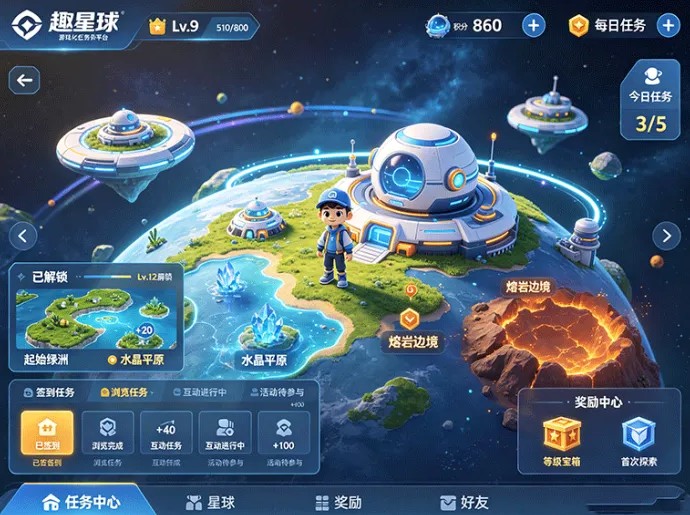 趣星球开启游戏化任务玩法,做任务、闯关成长、探索星球一步完成