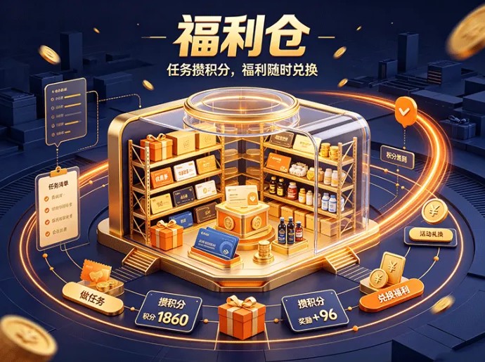 任务攒积分，积分兑福利！解锁福利仓，一键看懂整套玩法流程