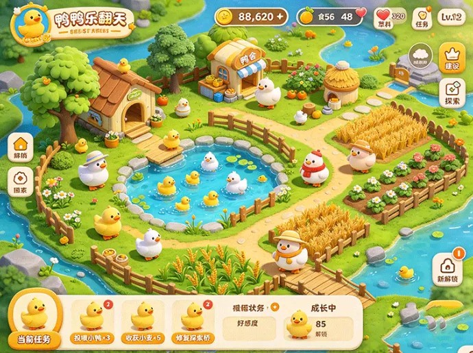 鸭鸭乐翻天解锁全新玩法!培育鸭群收集资源,一步步打造专属小镇