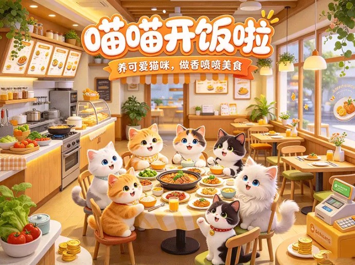 喵喵开饭啦｜美食制作 + 猫咪养成 + 店铺经营，多重玩法一起来体验