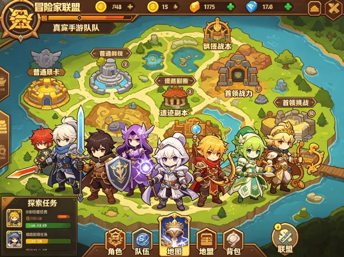 冒险家联盟新玩法来了!组队出发探索地图,收集资源培养自己的冒险队伍