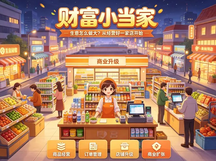 财富小当家项目拆解：起步经营一间小店，后续通过什么玩法扩大生意