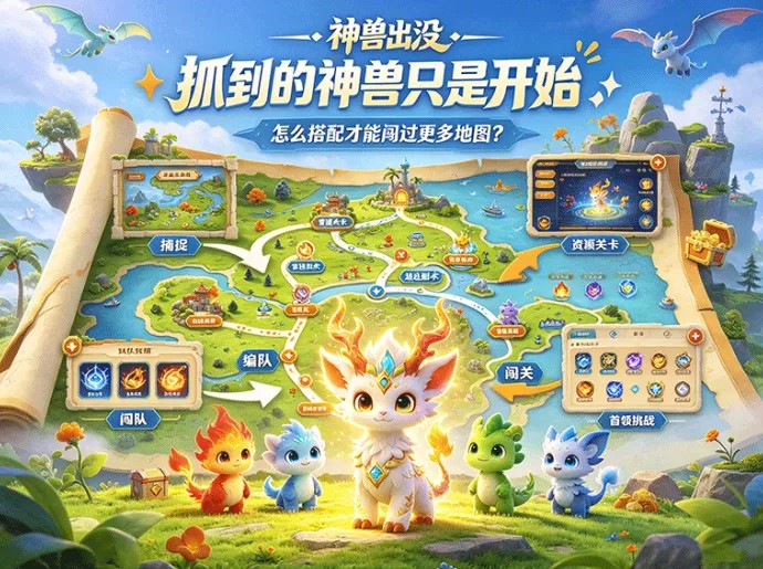 神兽出没新手攻略：抓到神兽只是起步，该怎样搭配阵容解锁更多地图？