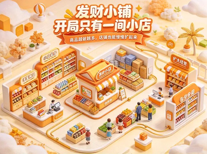 玩发财小铺从零起步！增加商品品类，看着你的小店慢慢扩张变大