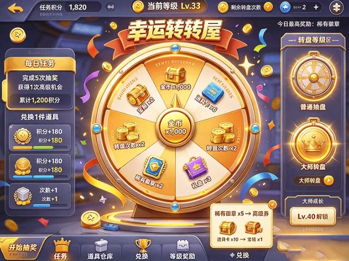 解锁超多福利!幸运转转屋多重转盘玩法,手把手教你拿满奖励
