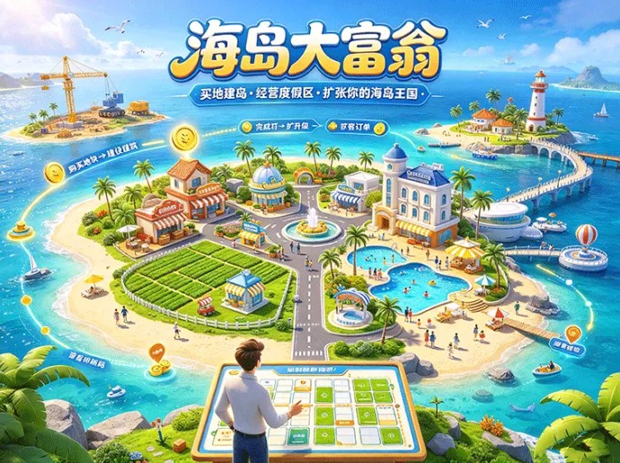 先购置海岛土地再规划建设，海岛大富翁体验完整的海岛经营玩法