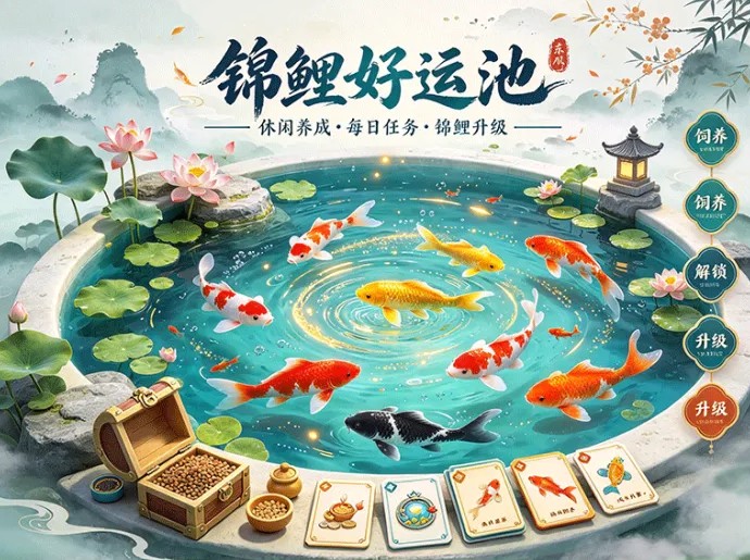 锦鲤好运池:养鱼养成加上任务体系,看看你能收集多少锦鲤