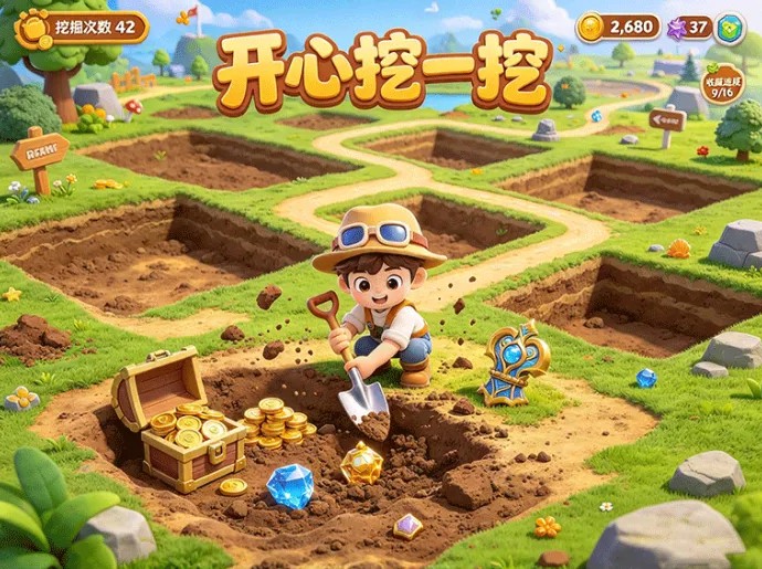 开心挖一挖:每日保底挖宝,宝石秒变现,早挖早吃肉!
