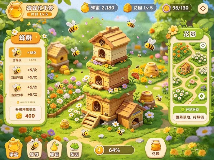 养好蜂群只是开始,蜜蜂忙不停开启蜂箱扩建和花园养成玩法