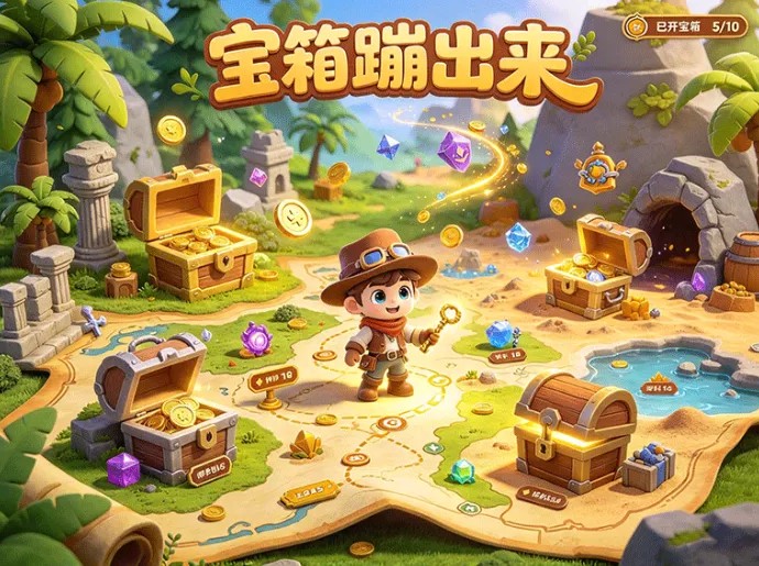 寻宝闯关怎么玩？宝箱蹦出来收集钥匙，在地图当中寻找隐藏宝箱
