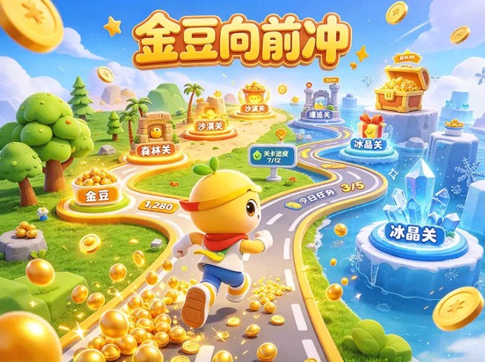 攒好金豆该如何前进？金豆向前冲可选不同路线，逐步解锁后续挑战