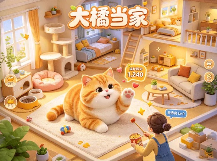 家园布置加上萌猫养成，聊聊大橘当家的双重休闲经营玩法