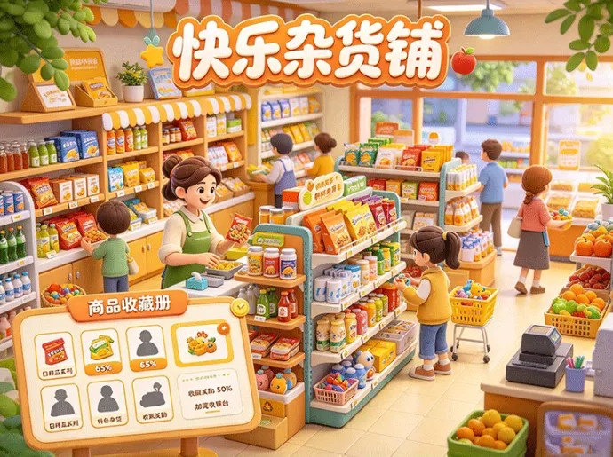 从零丰富小店货架！快乐杂货铺，持续收集逐步解锁各式商品