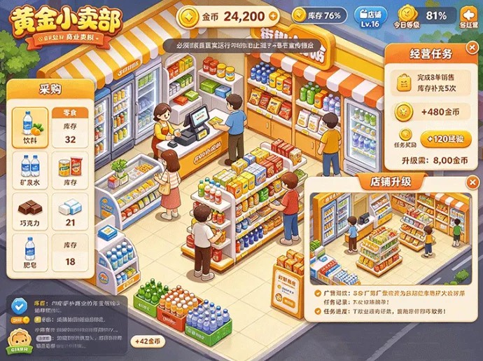 从小小卖部开始发展,黄金小卖部如何积攒资源解锁新经营板块?