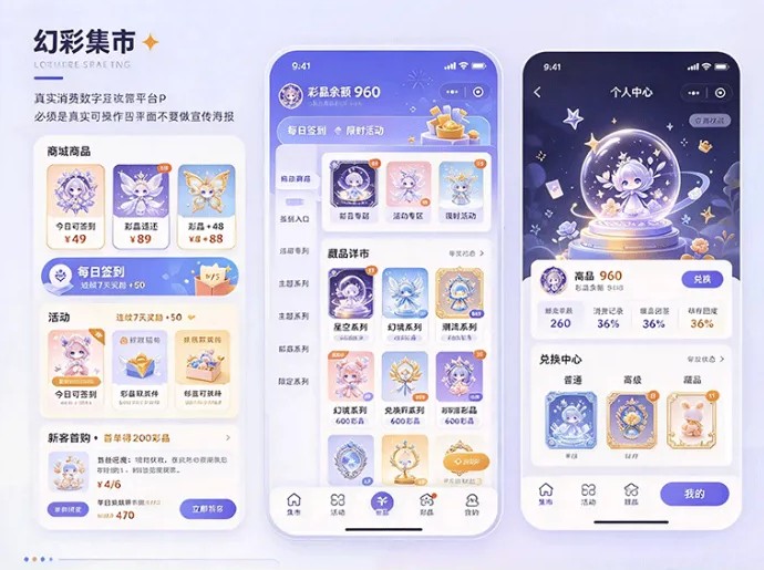 从购物攒彩晶到藏品兑换,幻彩集市打造不同主题的数字收藏玩法