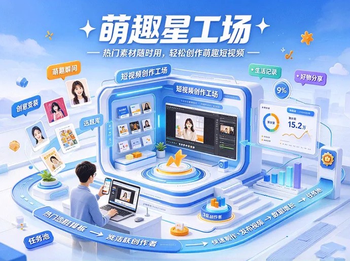 萌趣星工场新玩法来了！热门素材直接拿来创作，短视频任务一起做
