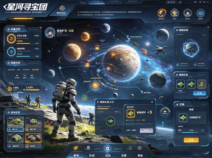 星河寻宝团开启星域探险,组队分工探索,稀有材料等你发现