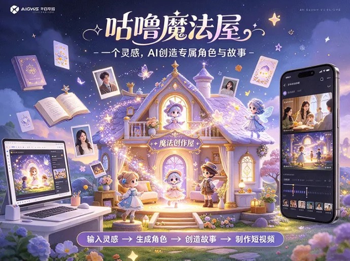 咕噜魔法屋新玩法来了！故事、照片都能作为素材，AI一键创作魔法短片