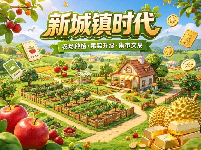 新城镇时代10月开启公测，农场卡每日产果，种植升级与金条集市玩法同步上线