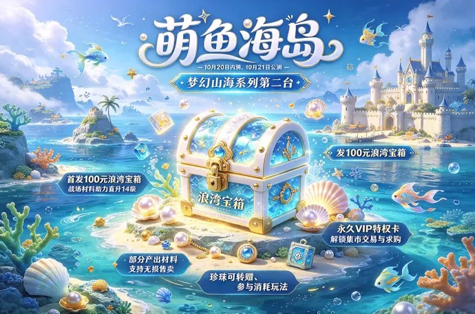 萌鱼海岛10月20日内测、21日公测，浪湾宝箱开启战场养成！